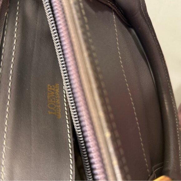 Vintage Loewe Gray Leather Top Handle Purse w/ COA - made in Spain 🇪🇸 - Picture 8 of 16